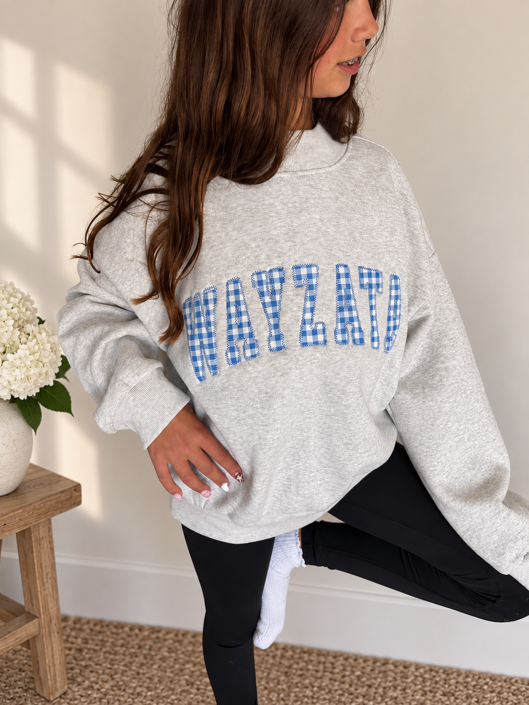 Wayzata Applique Mock Neck Sweatshirt